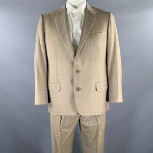 BELVEST Size 44 Khaki Brown Woven Wool Notch Lapel Suit